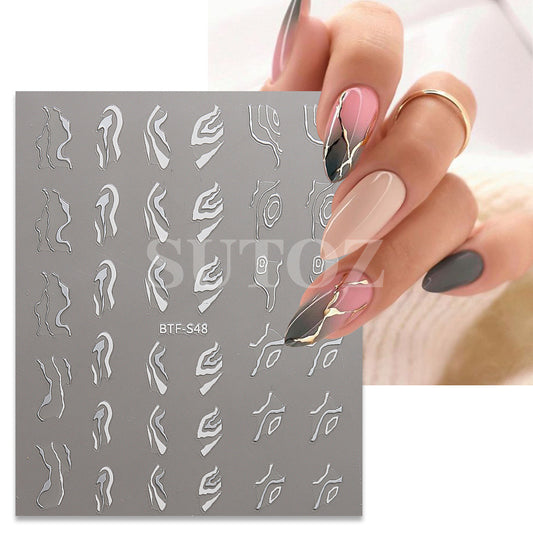 Gold Sier French Crescent Line Styling Nail Stickers