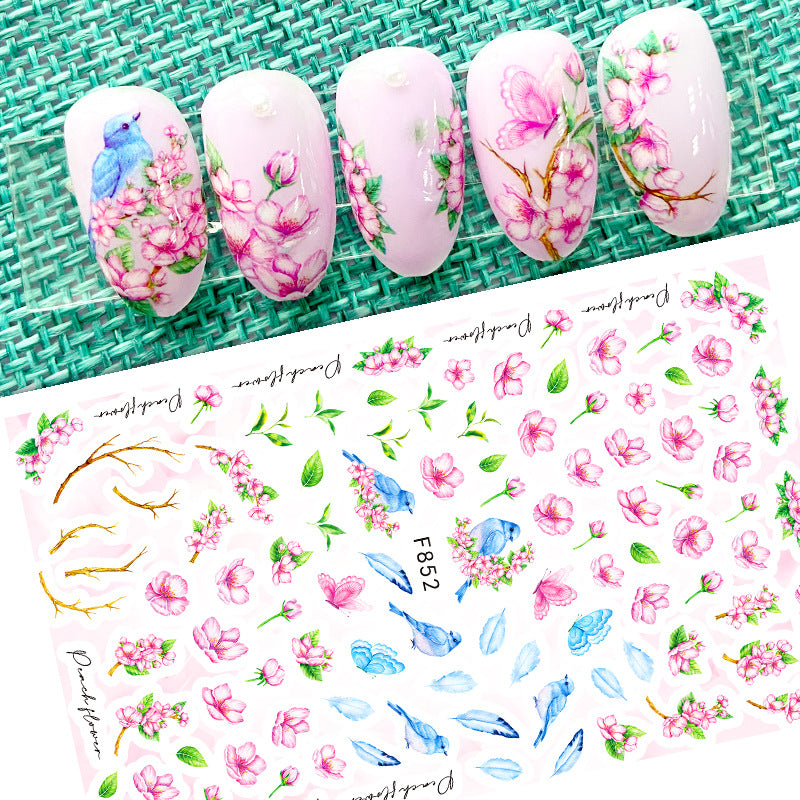 Gummed Little Flower Colorful Small Floral Nail Stickers