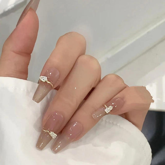 Autocollants pour ongles nude à l'avoine blanche pour faux patchs à enlever