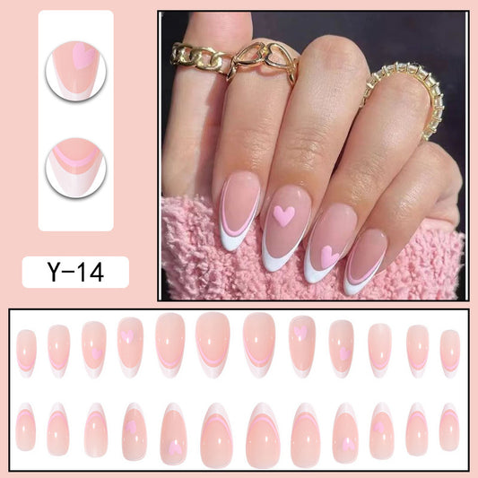 Water Drops Almond French Wear Cute Nail Art