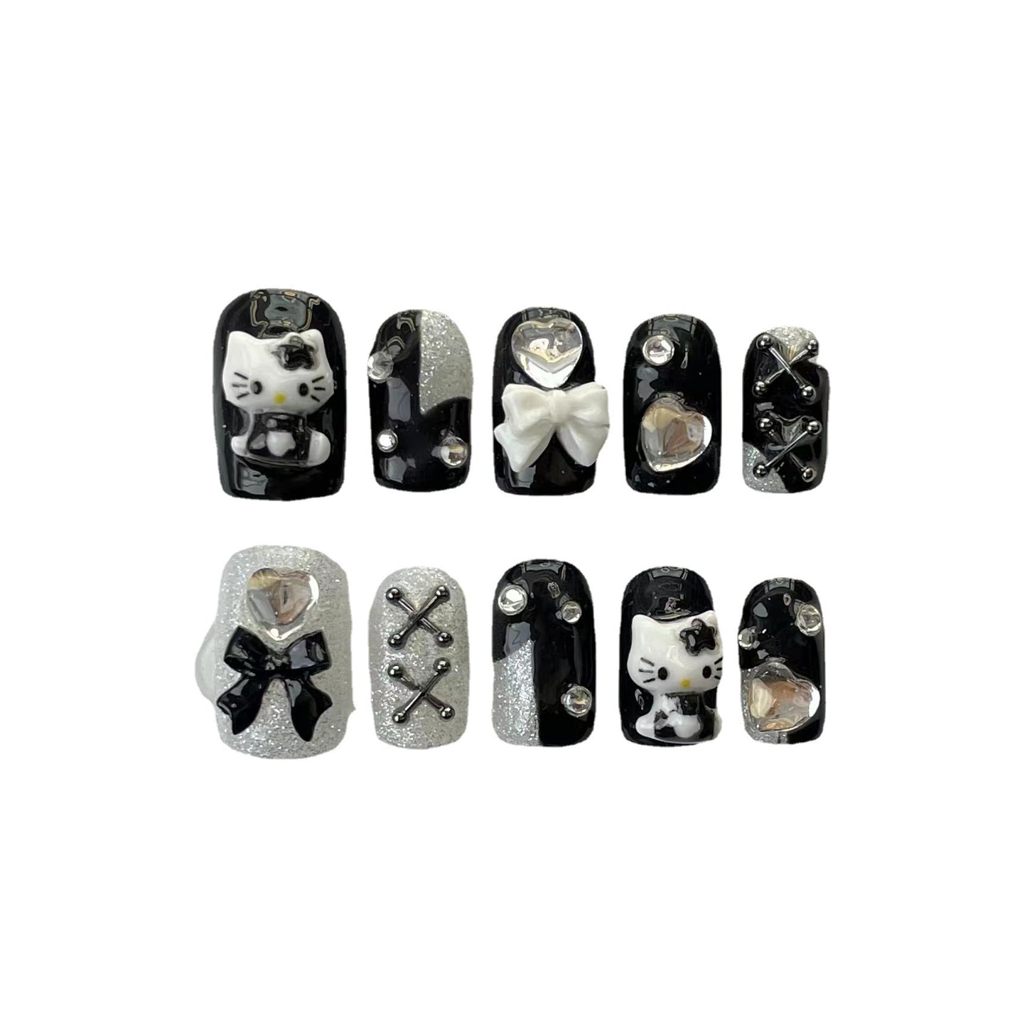 Handmade Wear Armor Dark Black Series Nail Stickers