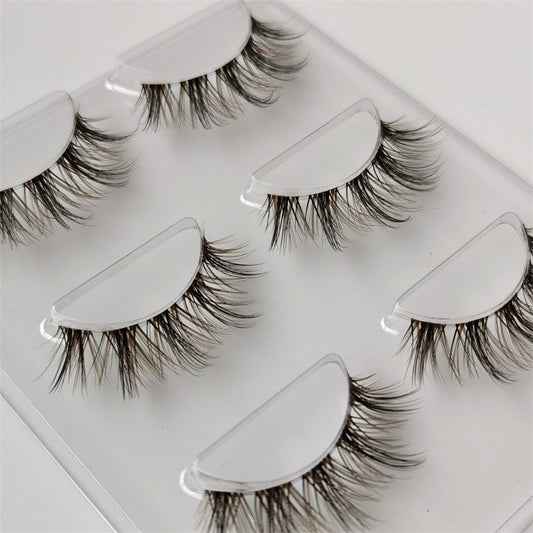 Sheer Root Eyelashes Artificial Mink Fiber Silk Soft False Lashes