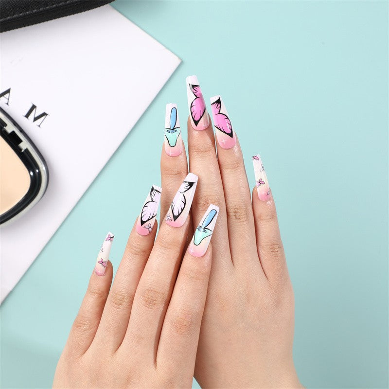 Ballet Big Head Mushroom Butterfly Wear Nail Stickers