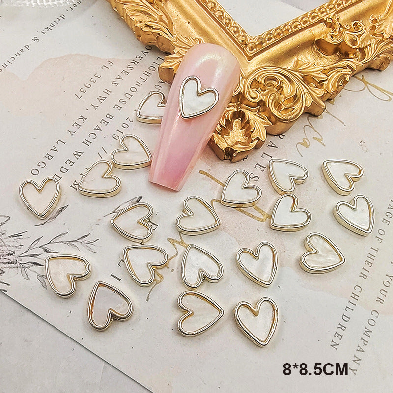 Diamond Ornament Metal Edging Peach Heart Nail Care Nail Art