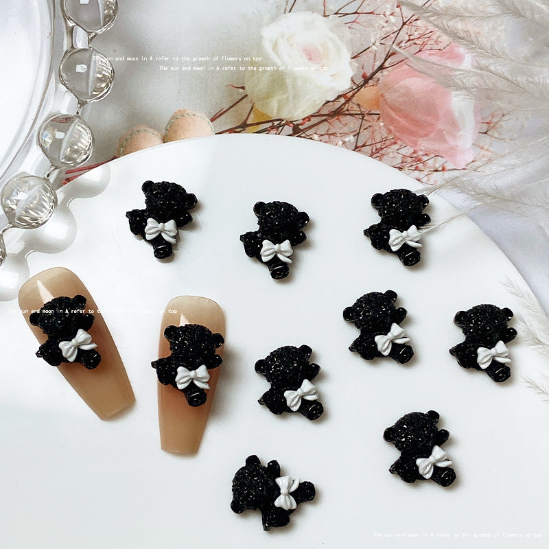 Cute Cartoon Bear Ornament Luminous Bow Nail Care Nail Art