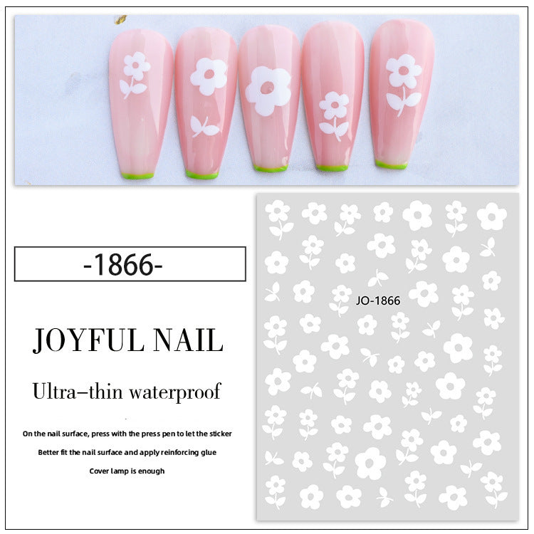 Beauty Heart Fresh Flowers Hollow White Nail Care Nail Art