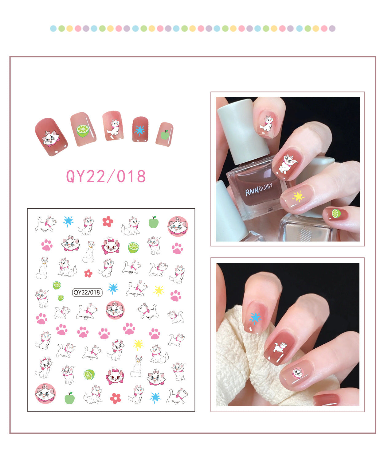 Little Bear Cartoon Cute Animal Unicorn Nail Stickers