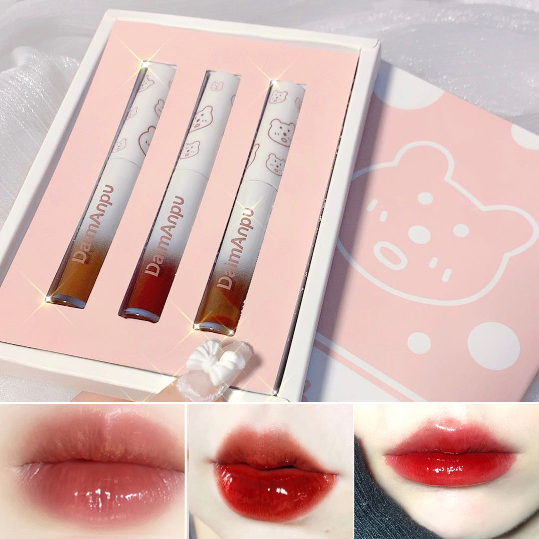 Three Per Package Bear Mirror Water Lip Glosses