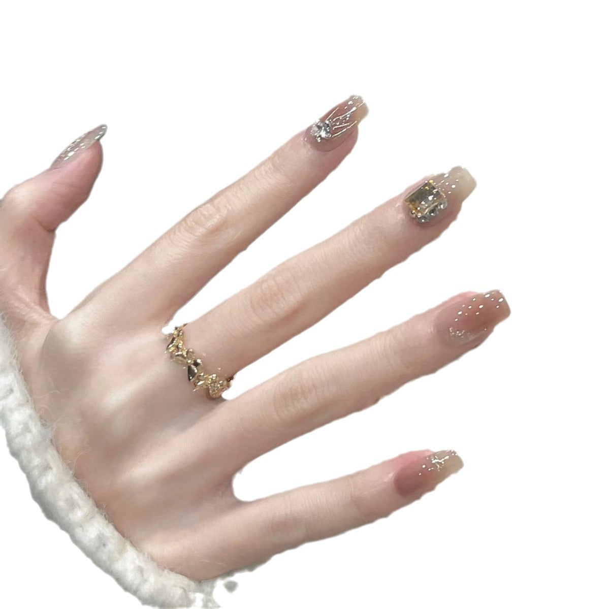 Ice Transparent Nude Color Elegant White Nail Stickers