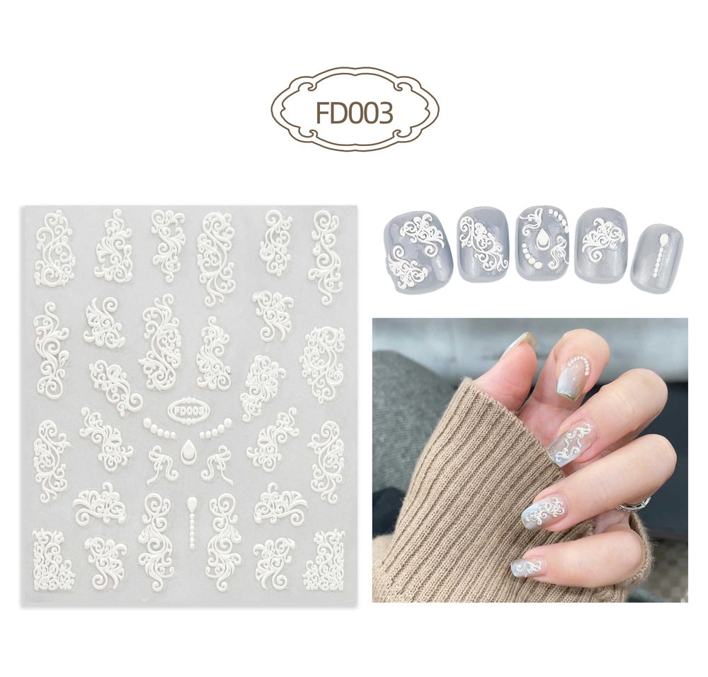 Three-dimensional Relief Cute Cartoon White Cloud Nail Stickers