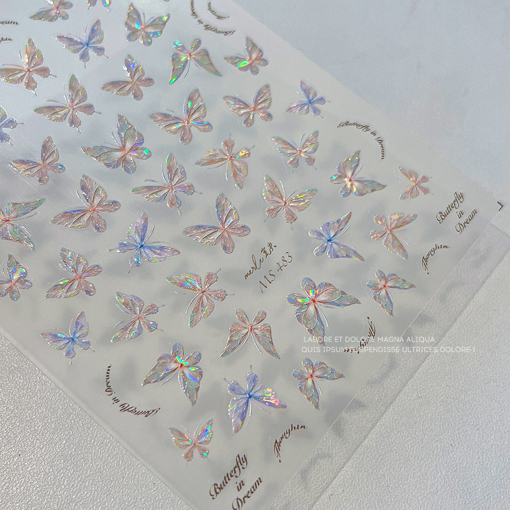 Fairy Shell Light Butterfly Fresh Aurora Nail Stickers