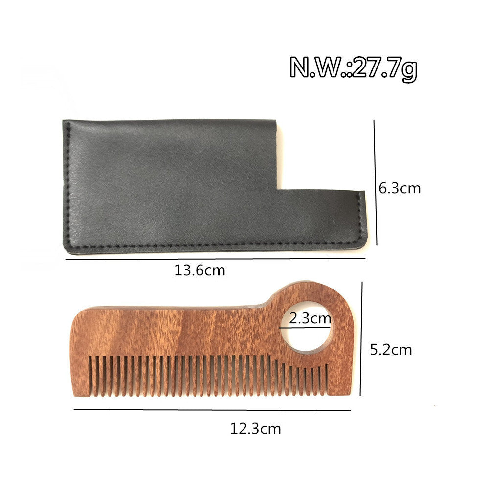 Brosses à cheveux et peignes en bois pour hommes avec étui en cuir