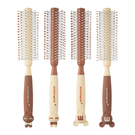 Brosses et peignes à cheveux ronds pour femmes avec manche en silicone et poils de lapin