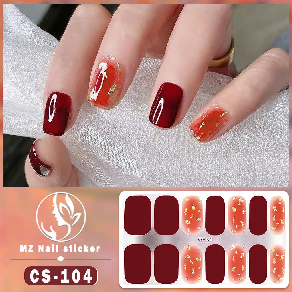 Autocollants pour ongles en gel imperméables avec motif floral à carreaux