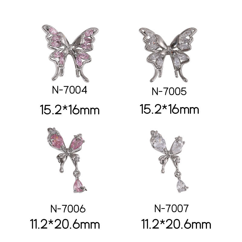 Light Luxury Liquid Butterfly Zircon With Diamond Three-dimensional Nail Care Nail Art