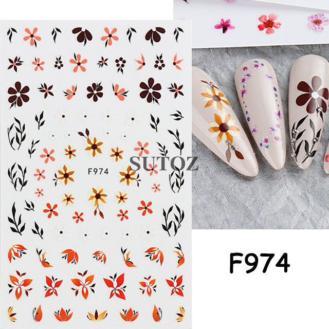 Fresh Rape Flower Snow Mowing Butterfly Nail Stickers