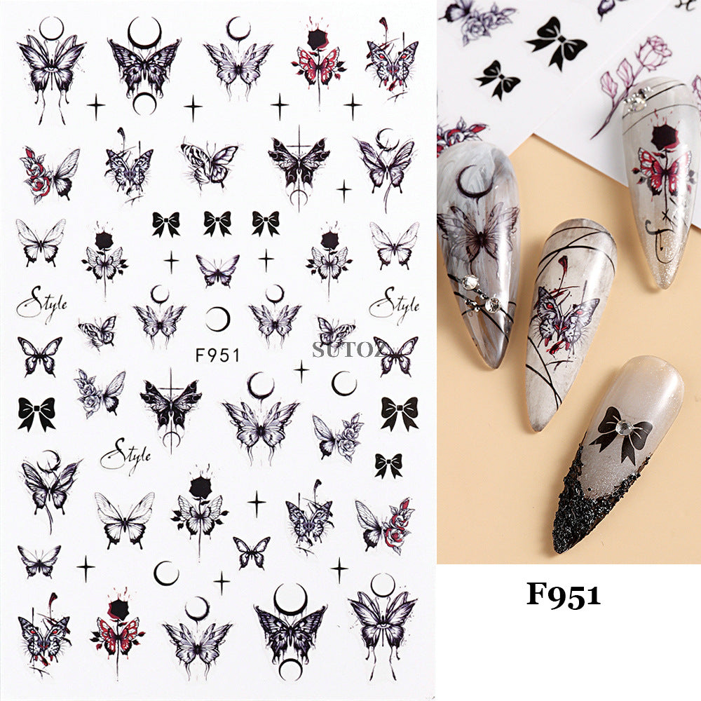 Dark Vampire Skull Funny Back Glue Nail Stickers