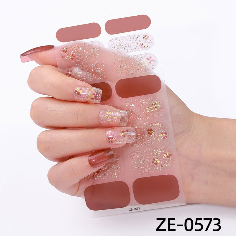 Powder Flashing French Butterfly Simple Flowers Nail Stickers