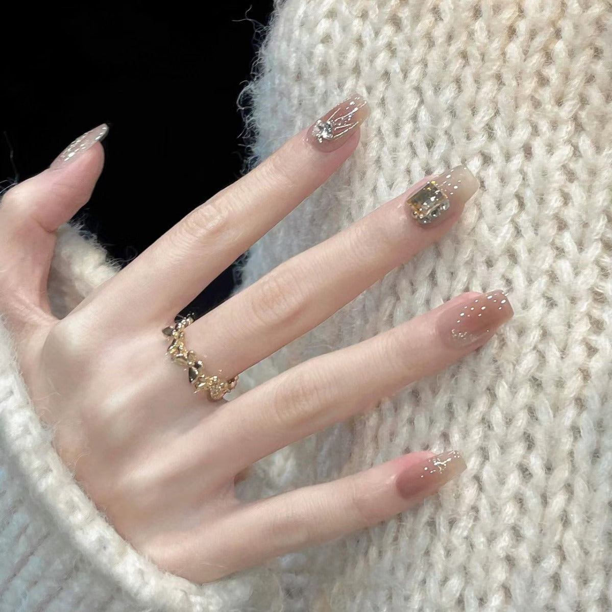 Ice Transparent Nude Color Elegant White Nail Stickers