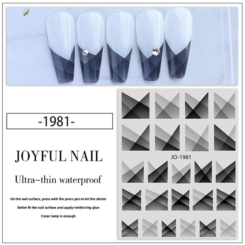 French Style Black White Smoke Fingertip Smudges Ornament Nail Stickers