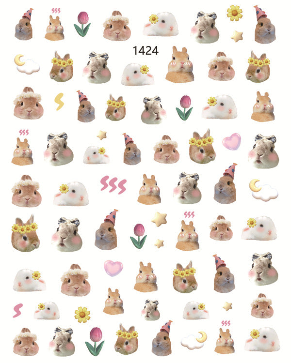 Cute Pet Beauty Applique Bunny Puppy Nail Stickers