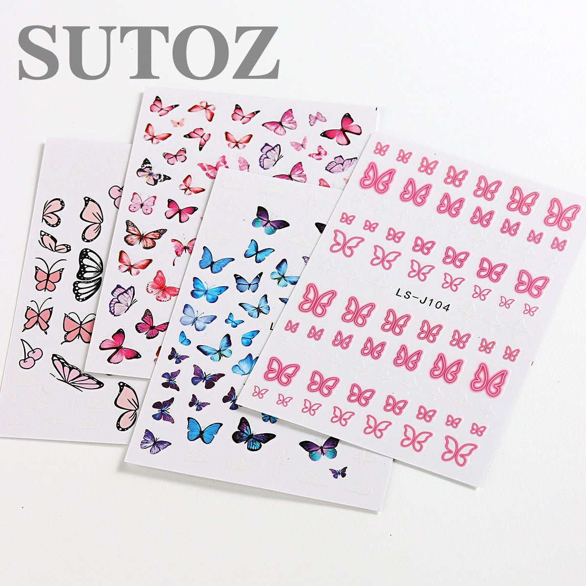 Style Colorful Elegant Butterfly White Cloud Nail Stickers