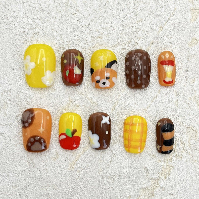 Portez un joli dessin animé pincé court fini nail art