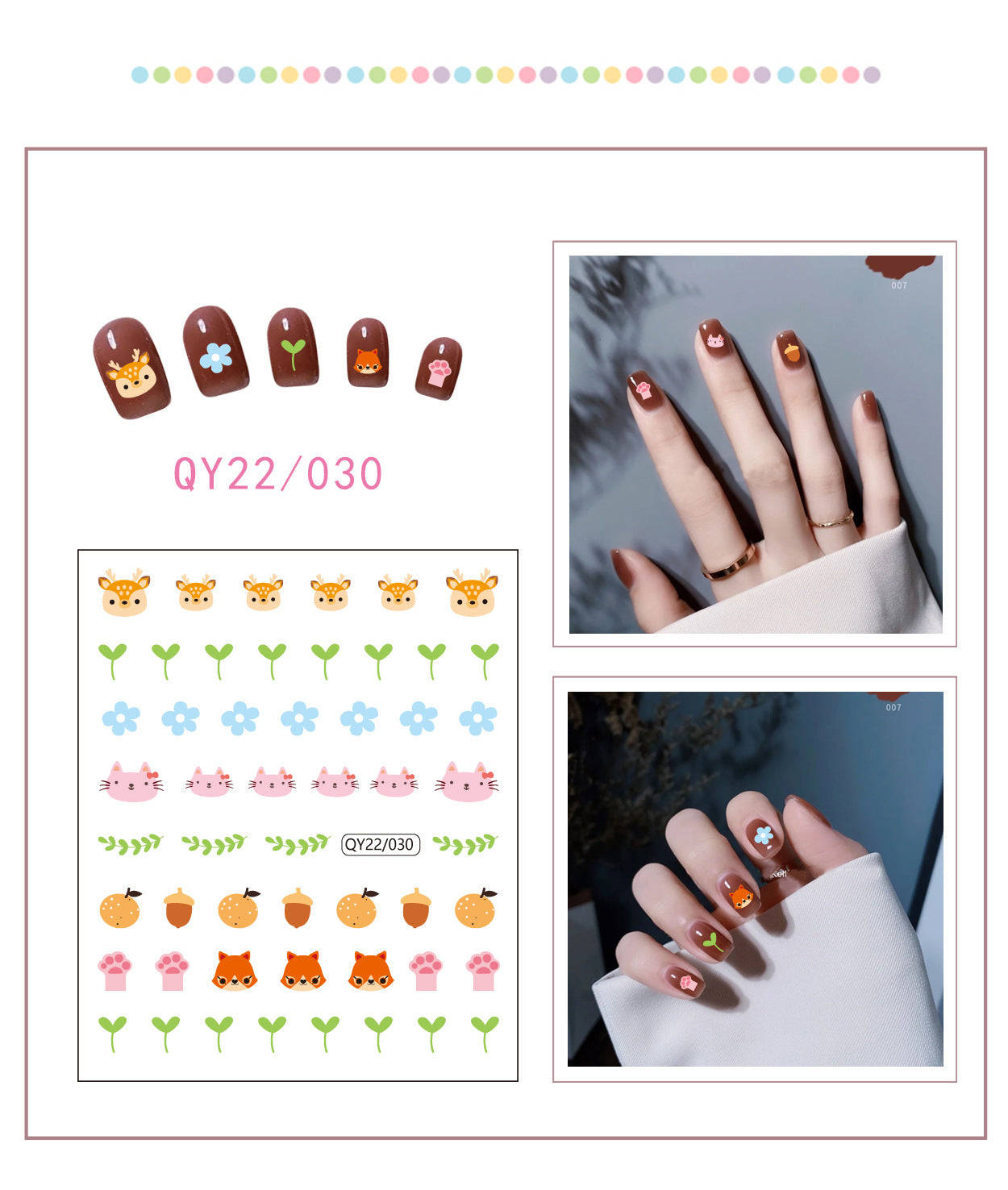 Little Bear Cartoon Cute Animal Unicorn Nail Stickers