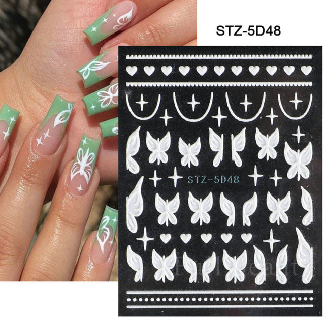 Pink Cherry Blossom Relief Stereo Nails Nail Care Nail Art