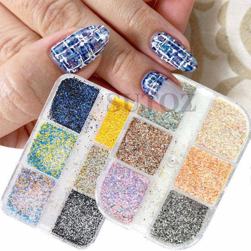 Shimmering Powder Exposed Vintage Knitted Plaid Nail Care Nail Art