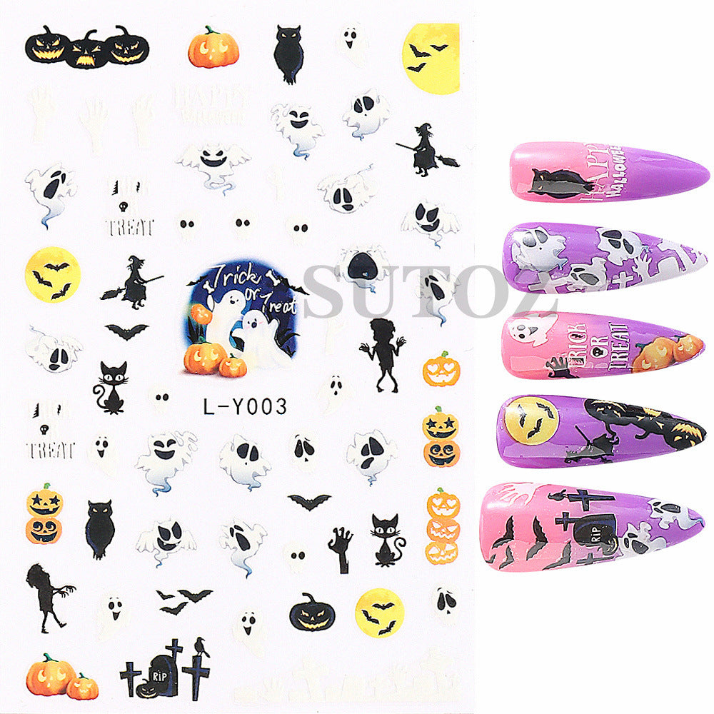 Retro Cartoon Cupid Angel Black Cat Nail Stickers