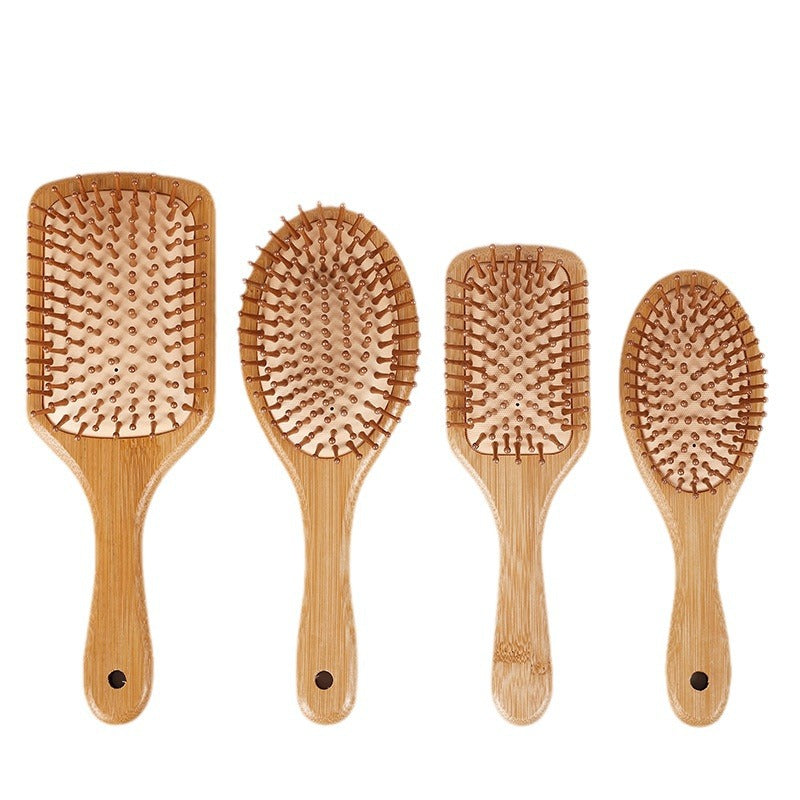 Brosses et peignes à cheveux bouclés en bois de bambou à coussin d'air