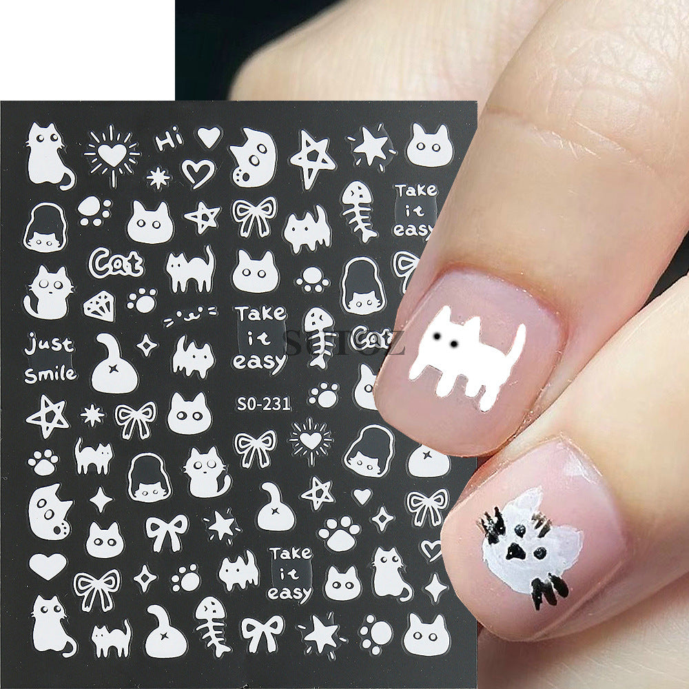 Cute Little Black Cat Cat's Paw Nail Stickers