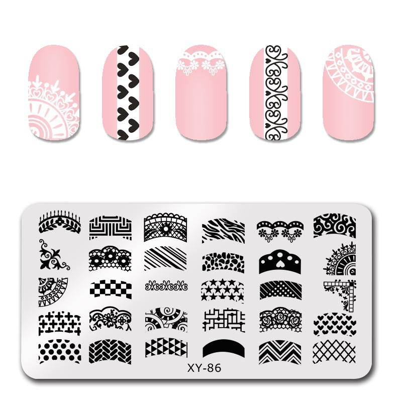 Plate Rectangle Transfer Print Template Christmas Snowflake Nail Tool Set