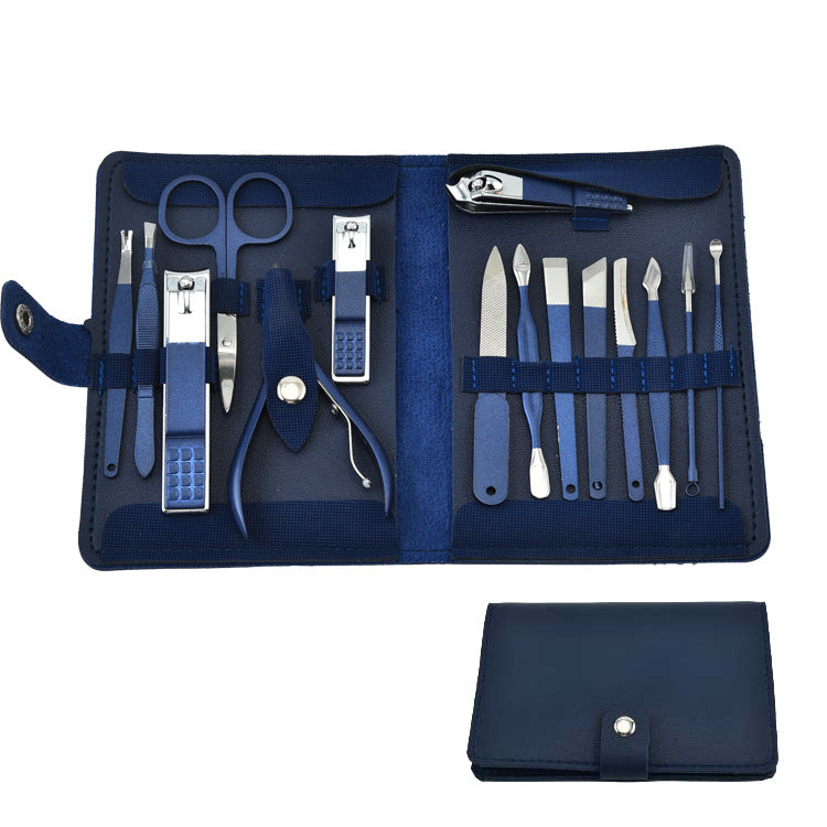 Stainless Steel Clippers Suit Manicure Blue Nail Tool Set