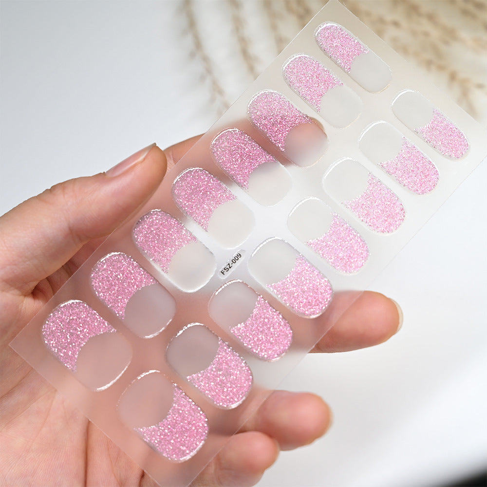 Glitter Gel Retro Sweet Cool Half Nail Stickers