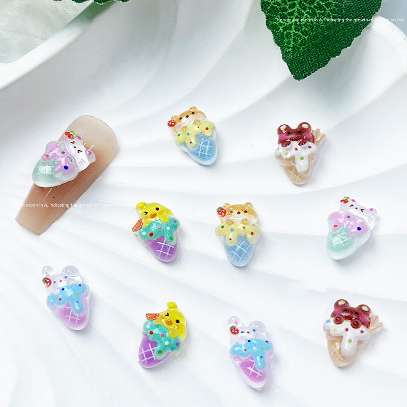 Children's Summer Cartoon Ornament Cute Bear Ice Nail Care Nail Art