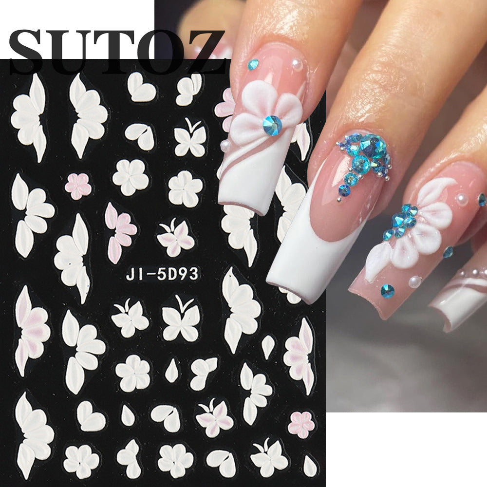 Relief Winter Sweet Fresh Peach Blossom Nail Stickers