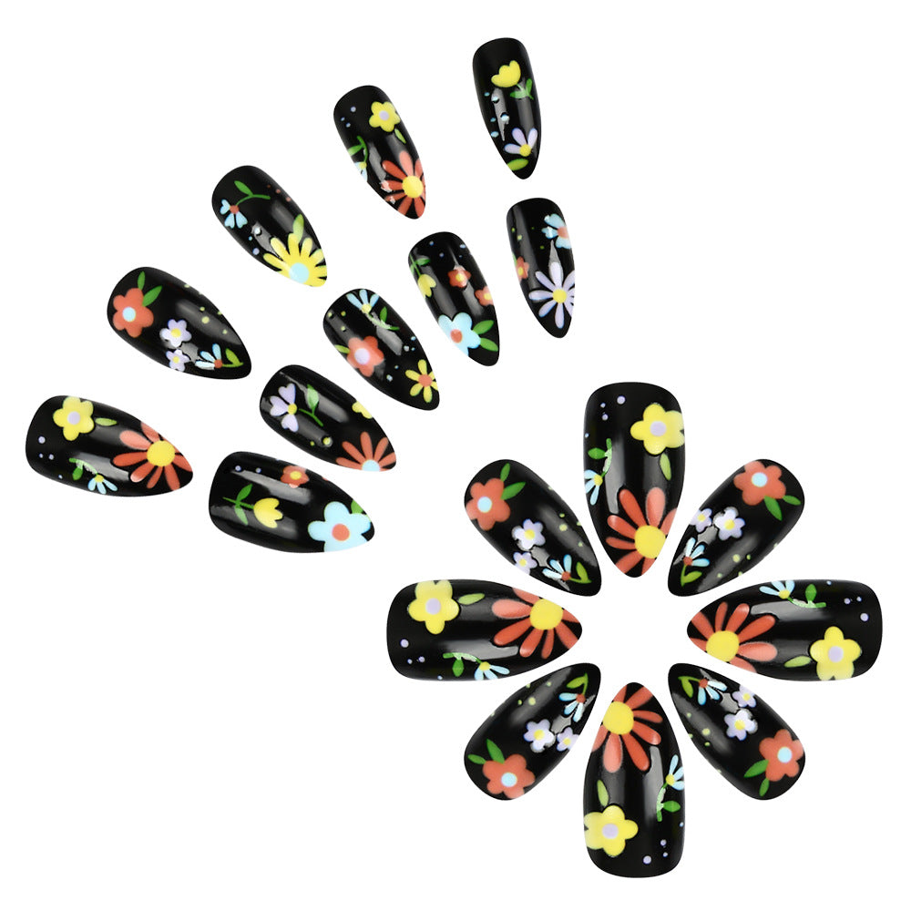 Wear Armor Hot Black Small Floral Nail Art