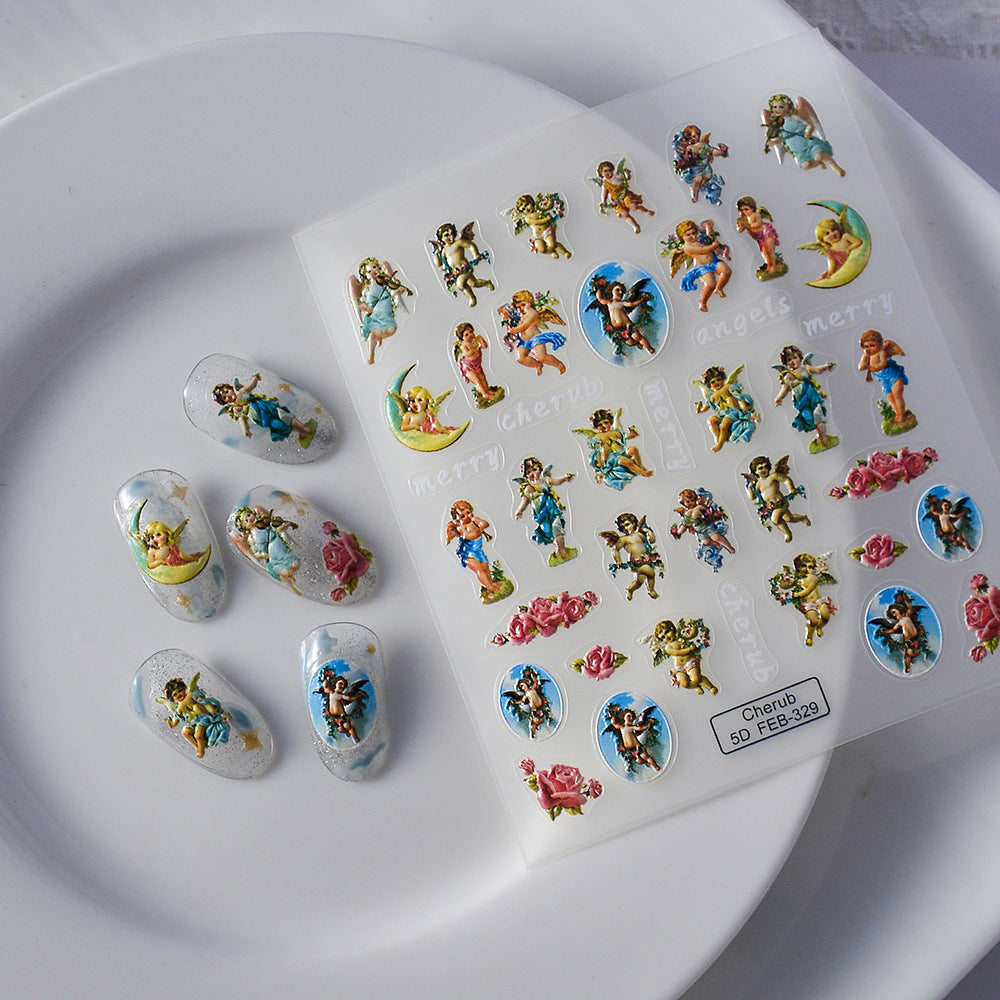 Children's Embossed Cute Cartoon Pacha Dog Decals Nail Stickers