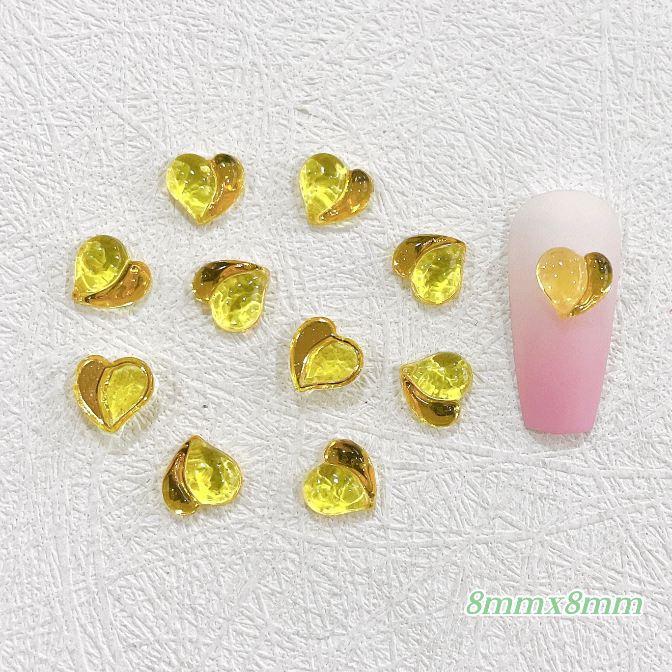 Soin des ongles transparent bicolore pêche en forme de diamant en forme de cœur Nail Art