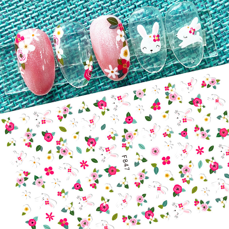 Gummed Little Flower Colorful Small Floral Nail Stickers