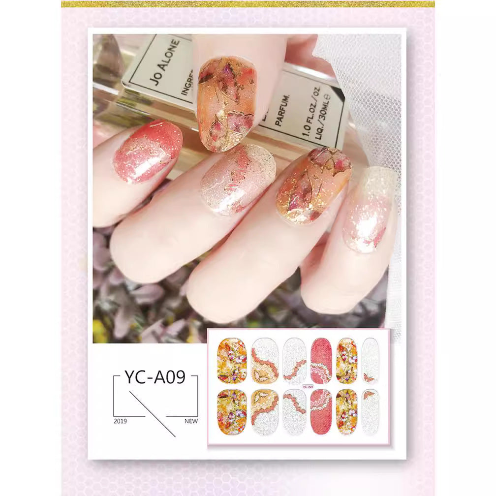 Glitter Bronzing Gradient Full Retro Chinese Nail Stickers