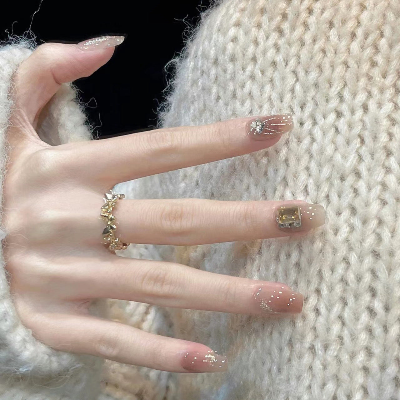 Ice Transparent Nude Color Elegant White Nail Stickers