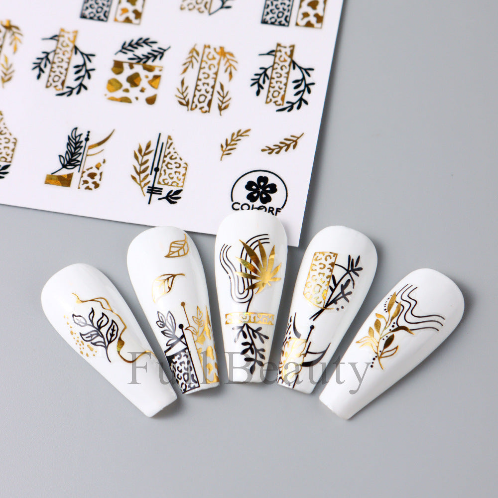 Durable Golden Moon Line Series Adhesive Nail Stickers