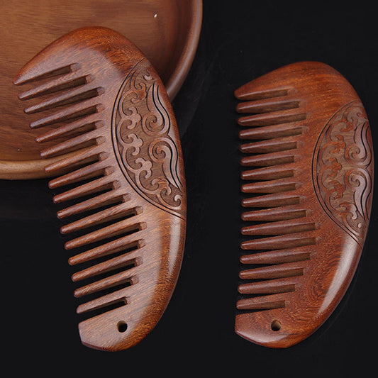 Brosses et peignes à cheveux portables en bois sculpté double face