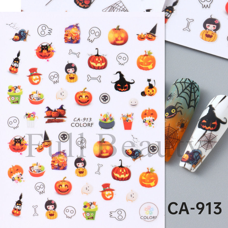 Halloween Pumpkin Head Bat Dark Cartoon Nail Stickers