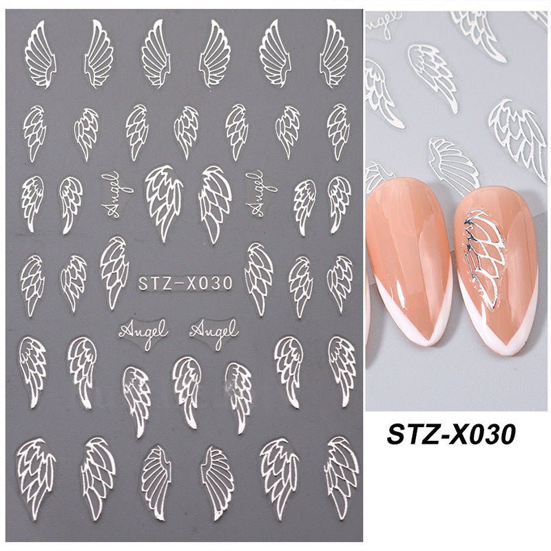 Liquid Butterfly Dark Golden Flower Star Nail Stickers