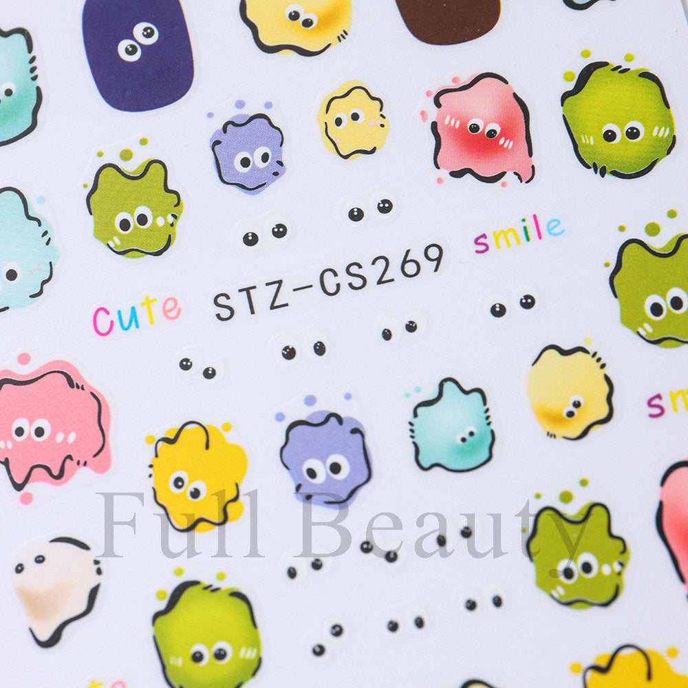 Funny Iti Monster Cartoon Cute Adhesive Nail Stickers