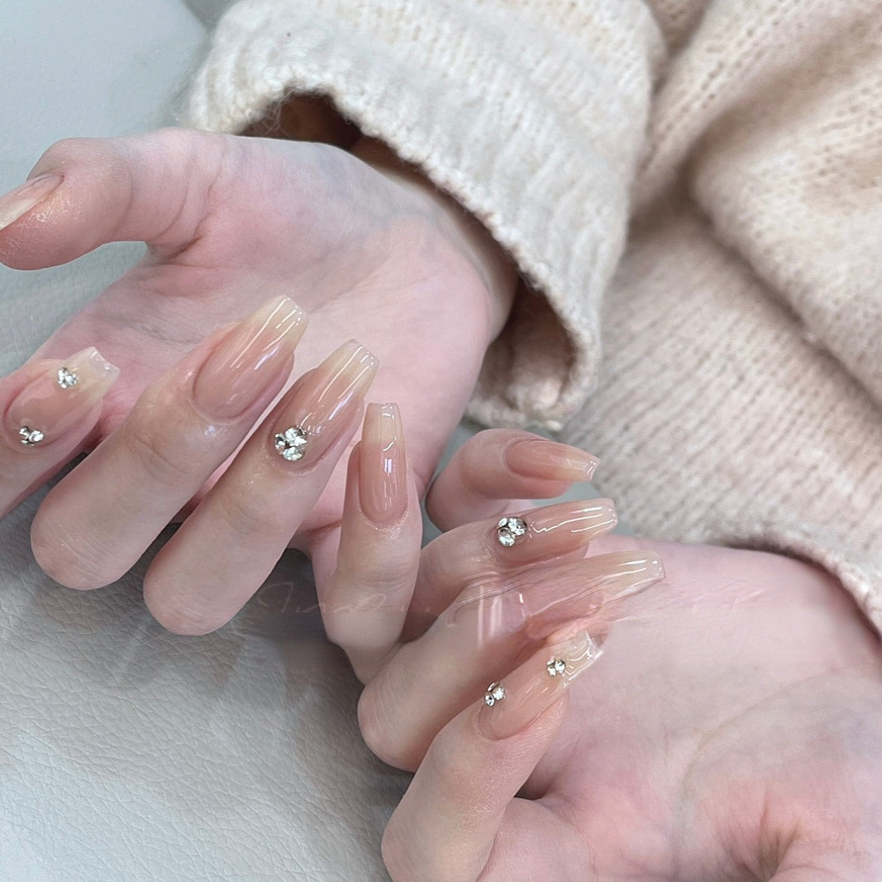 Women's Want Ice Transparent Nude Color Pile Nail Stickers